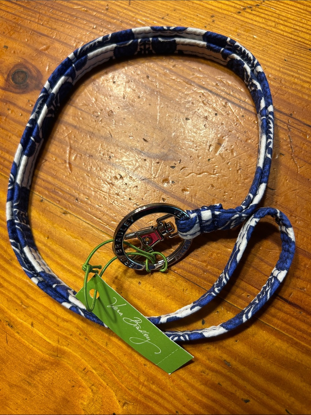 Vera Bradley Navy and White Floral Quilted Lanyard